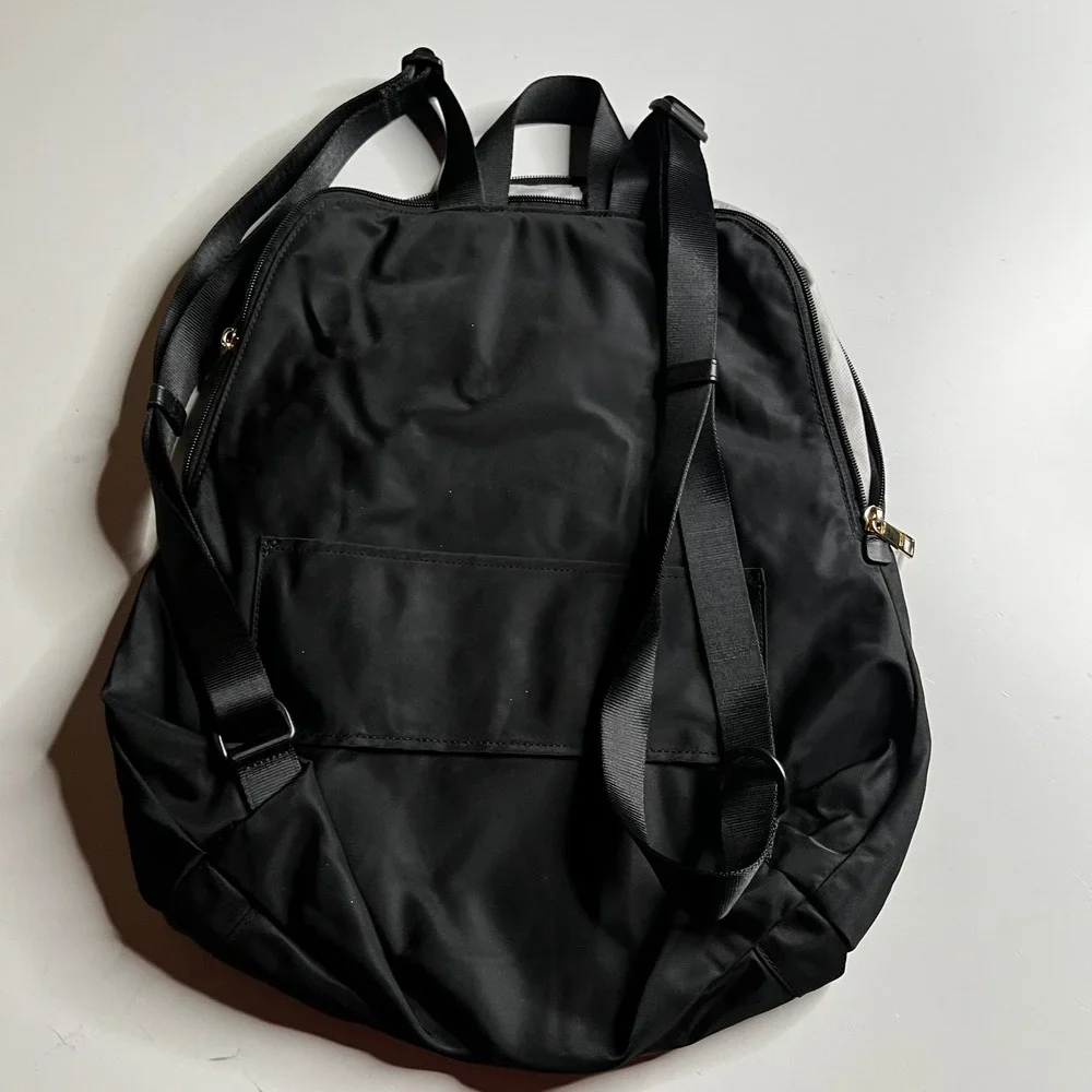 Tumi Just In Case Backpack Black Nylon‎ Gold Hardware Travel Packable Bag